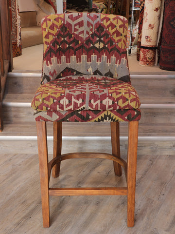 Turkish kilim covered Counter height stool - 309497