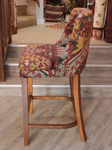 Turkish kilim covered Counter height stool - 309497