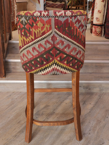 Turkish kilim covered Counter height stool - 309497