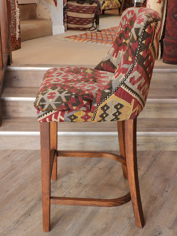 Turkish kilim covered Counter height stool - 309498