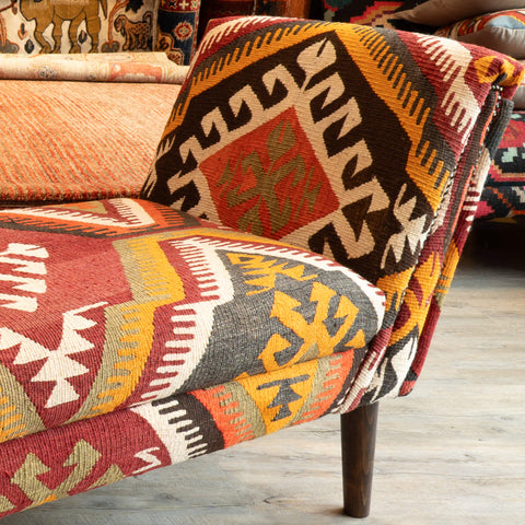 Handmade Turkish kilim Windsor Bench seat - 309499