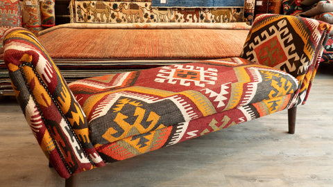 Handmade Turkish kilim Windsor Bench seat - 309499