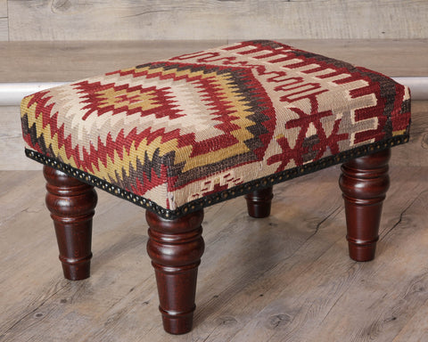 Small handmade Turkish kilim stool - 309525