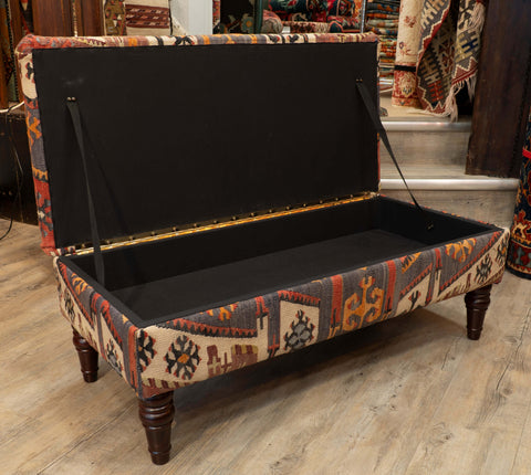 Turkish Kilim covered ottoman - 309670