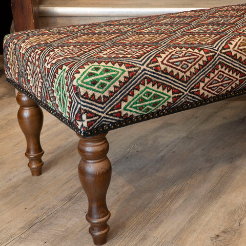 Turkish Jajim kilim covered bench stool - 309675