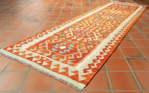 Handmade Afghan Kilim short runner - 309754