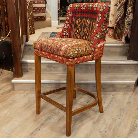 Turkish kilim covered Counter height stool - 309772