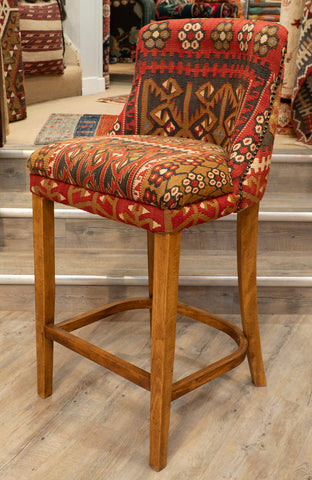 Turkish kilim covered Counter height stool - 309773