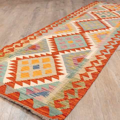 Handmade Afghan Kilim short runner - 309795