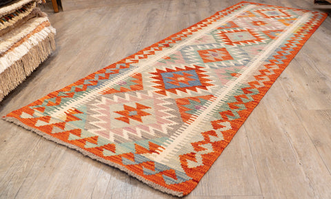 Handmade Afghan Kilim short runner - 309797