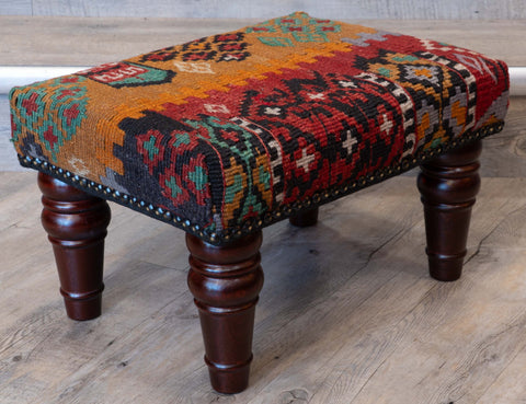 Small handmade Turkish kilim stool - 310428