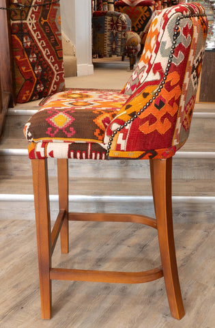 Turkish kilim covered Counter height stool - 310495