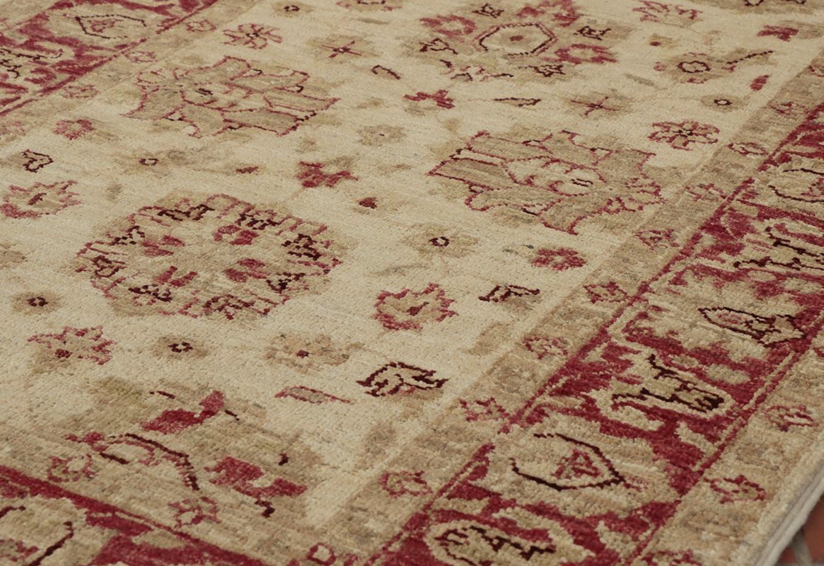 This angle shows the texture of the Afghan wool used in this Ziegler runner.