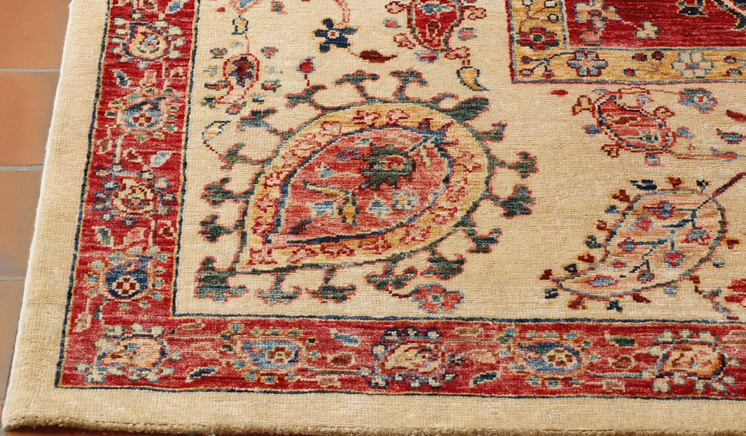 Wihilst the colours might look quite pale the rug will take a terrific amount of wear.