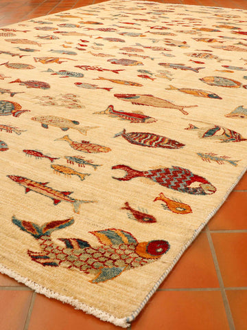 Handmade Afghan Fish design carpet - 306564