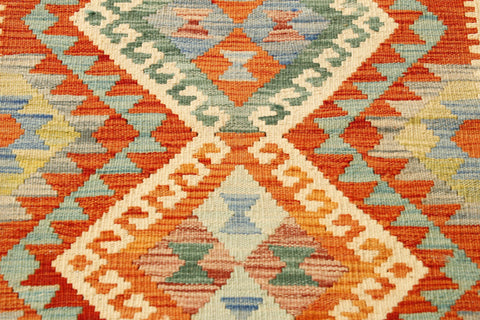 Handmade Afghan Kilim short runner - 307414