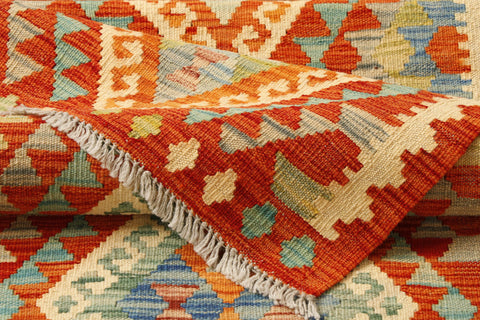 Handmade Afghan Kilim short runner - 307414