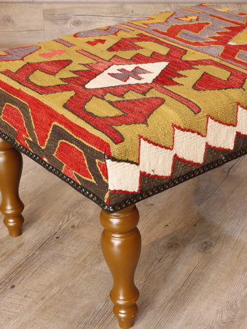 Large Turkish Kilim Stool - 307558