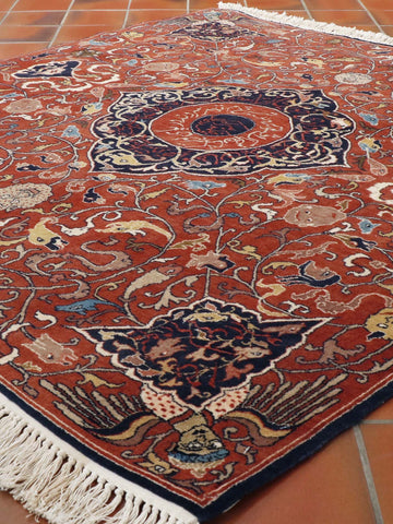 Fine handmade Kashmir wool and silk rug - 307654