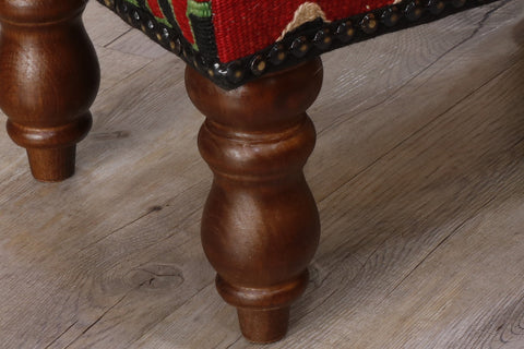 Small handmade Turkish kilim stool - 308587