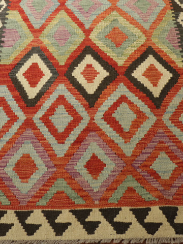 Handmade Afghan kilim extra long runner - 308915