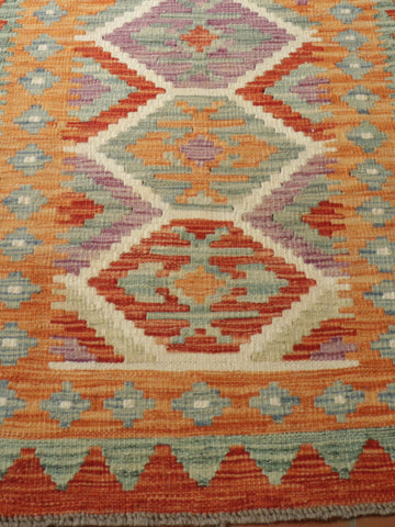 Handmade Afghan Kilim extra long runner - 308917