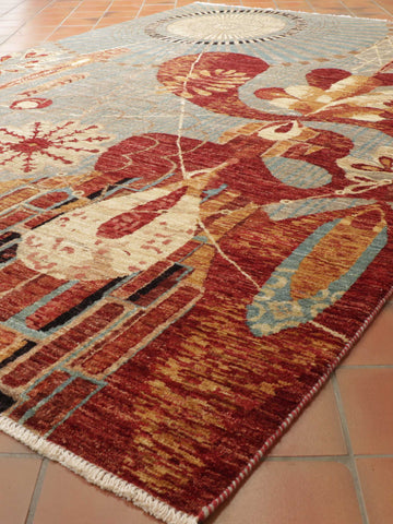 Handmade Fine Afghan Abstract rug - 308948